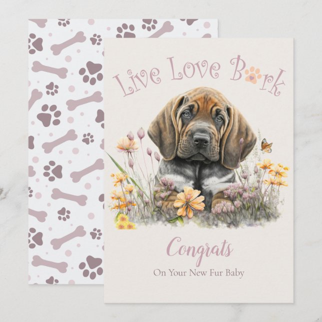 Carte Adoption de chien Bloodhound, journée Gotcha (Devant / Derrière)