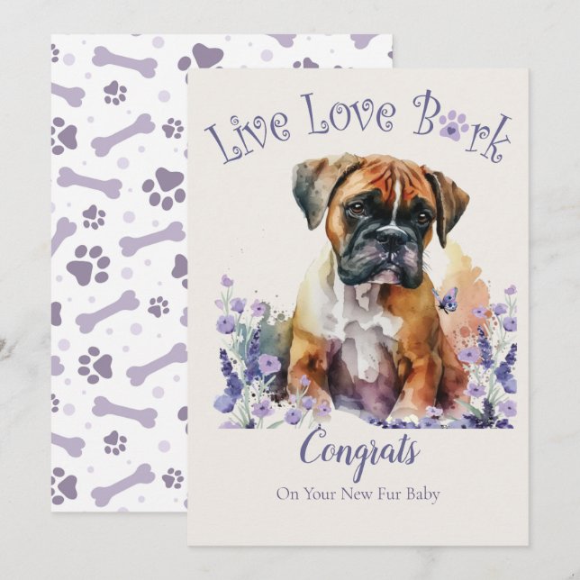 Carte Adoption de chien Boxer, journée Gotcha (Devant / Derrière)