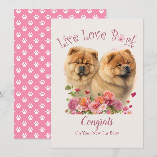 Carte Adoption de chien Chow Chow, journée Gotcha (Devant / Derrière)