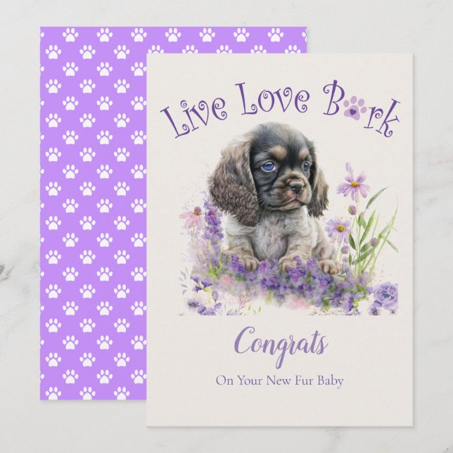Carte Adoption de chien Cocker Spaniel, Jour de Gotcha (Devant / Derrière)