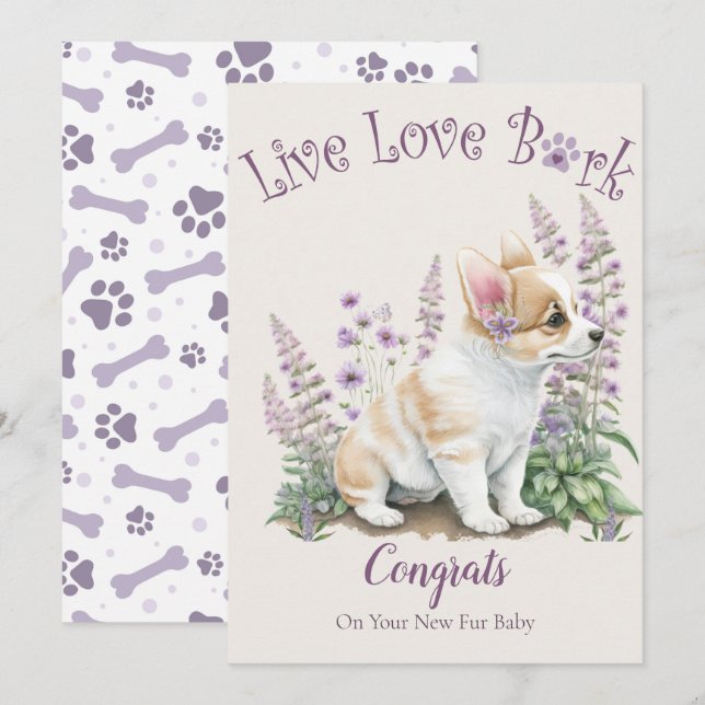 Carte Adoption de chien Corgi, journée Gotcha (Devant / Derrière)