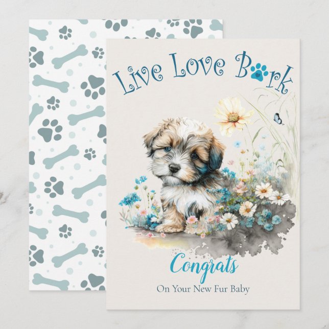 Carte Adoption de chien Havanais, Jour J'ai craqué (Devant / Derrière)