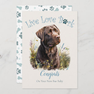 Carte Adoption de chien Lab au chocolat, Jour J