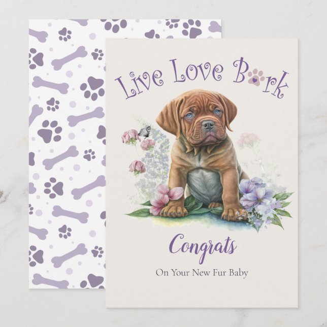 Carte Adoption de chien Mastiff, Jour J (Devant / Derrière)