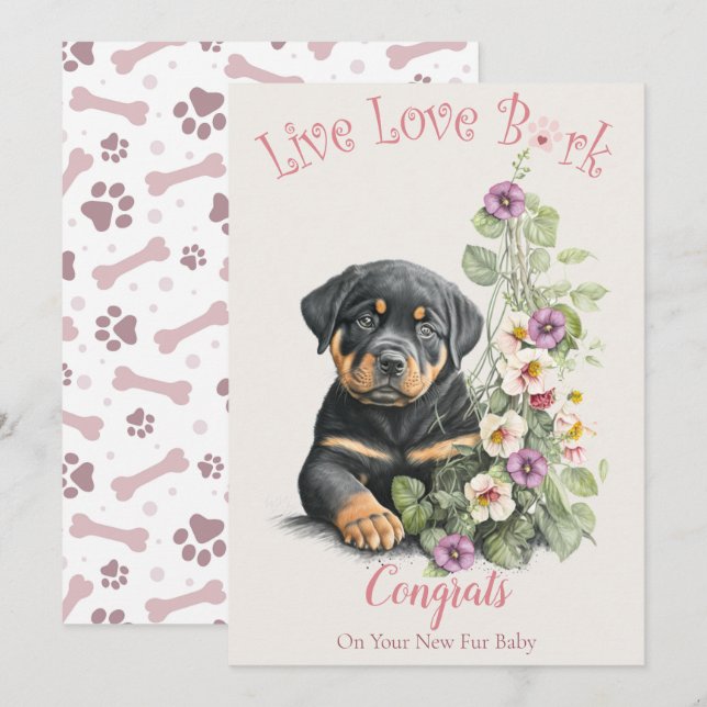 Carte Adoption de chien Rottweiler, journée Gotcha (Devant / Derrière)