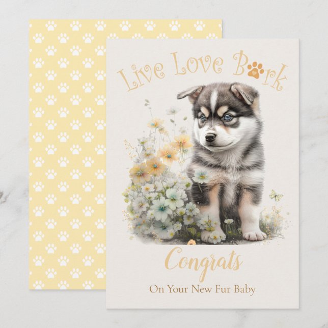 Carte Adoption de Malamute d'Alaska, Jour J'ai Craqué (Devant / Derrière)