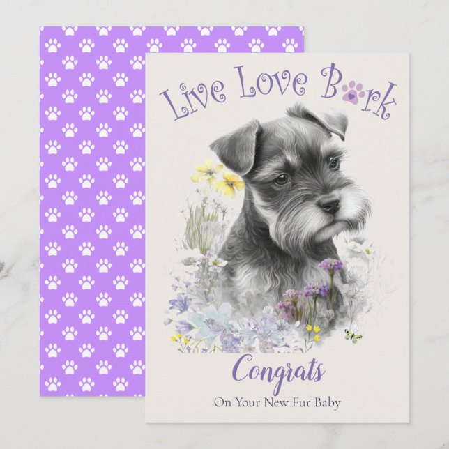 Carte Adoption de Schnauzer, journée Gotcha (Devant / Derrière)