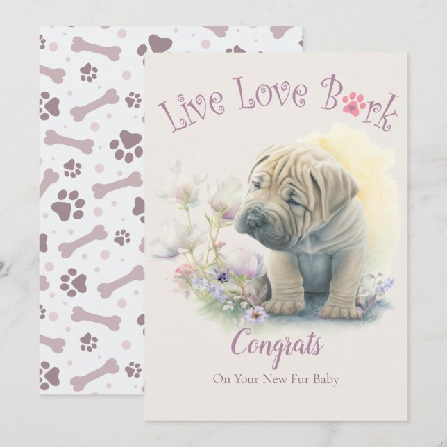 Carte Adoption de Shar-pei, jour de Gotcha (Devant / Derrière)