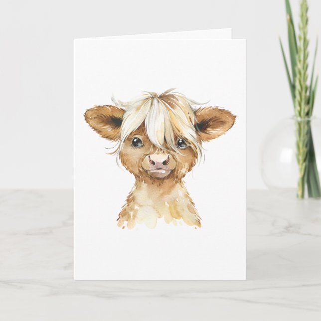 Carte Adorable aquarelle Calf Toutes les occasions (Devant)