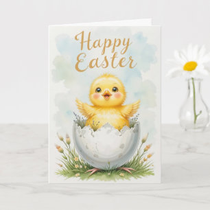 Carte Adorable bébé poussin heureux Pâques