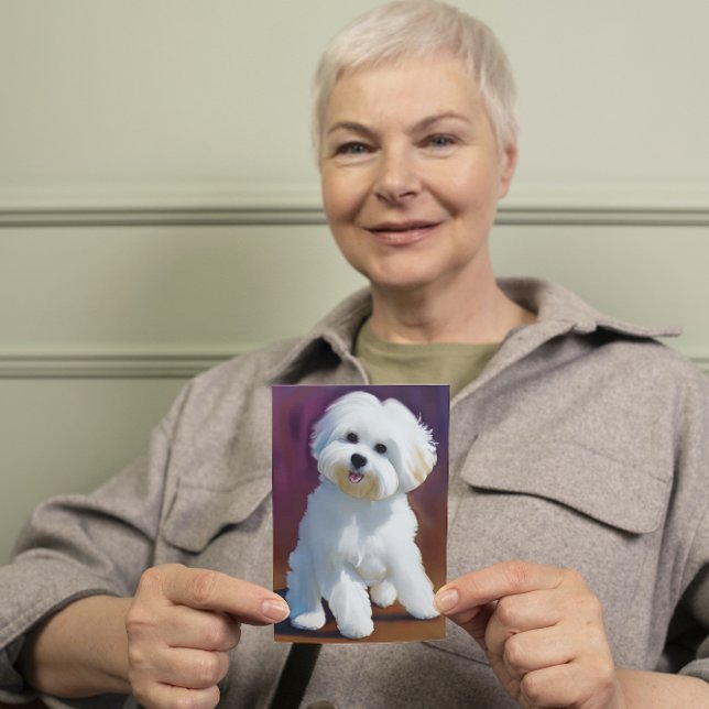 Carte Adorable Bichon Havanais Chiot Aquarelle (Créateur téléchargé)