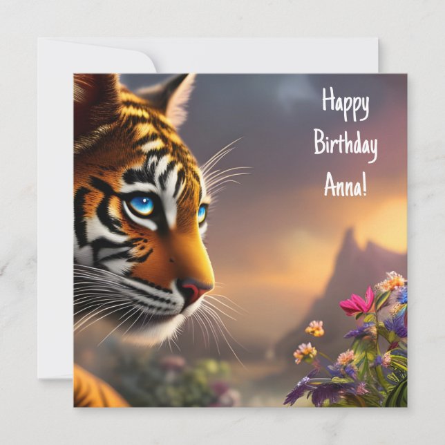 Carte Adorable Blue Eyed Tiger Cub Anniversaire (Devant)