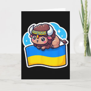 Carte Adorable Bynner ukrainien Fan Drapeau ukrainien Mi