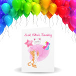 Carte Adorable Cat with 3rd Birthday Balloons<br><div class="desc">This cat is overjoyed for someone who is becoming three year old! Give this sweet birthday card to your child,  grandchild,  niece,  friend,  or relative who adores cats!</div>
