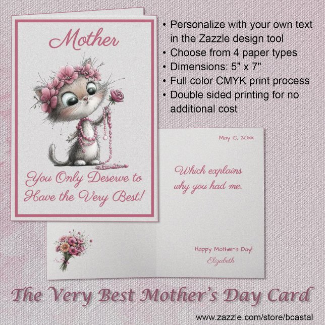 Carte Adorable Cats Best Mother's Day Greeting Card (Créateur téléchargé)