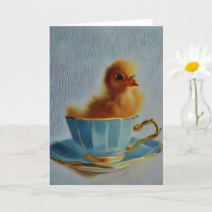 Carte Adorable Chick on a Teacup AI Art