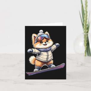 Carte Adorable Corgi Snowboard Amusants Hiver Aventure