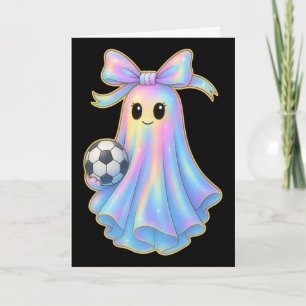 Carte Adorable Fantôme de Football Amateur Pastel Hallow