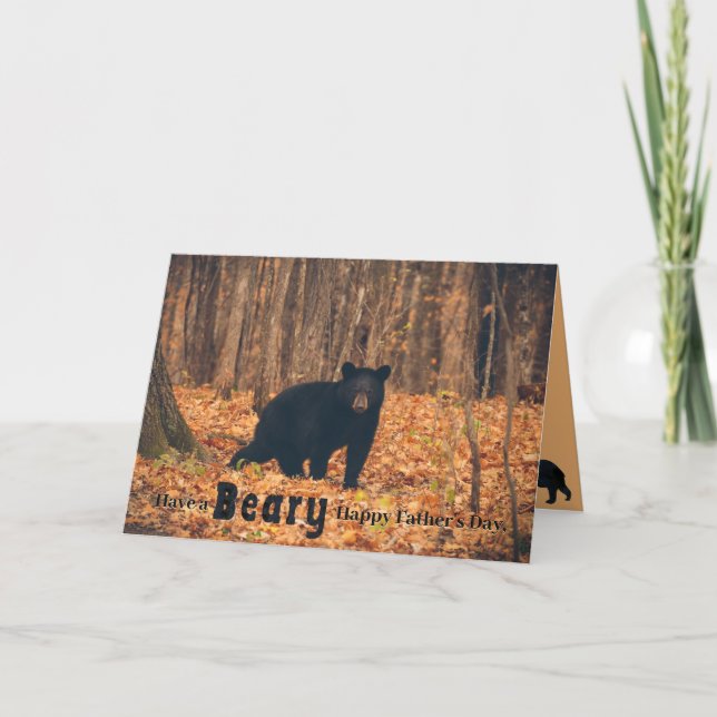 Carte Adorable Fête des pères d'ours noir (Devant)