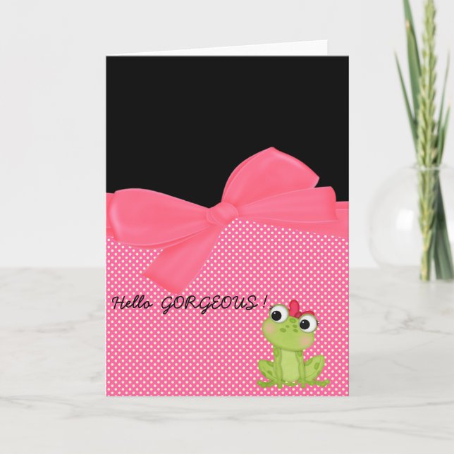 Carte Adorable Grenouille Mignonne sur Points-Hello Magn (Devant)