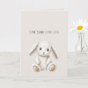 Carte Adorable Lapin Blanc Crémeux de Noël