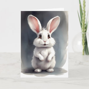 Carte Adorable lapin blanc Portrait Blank Greet