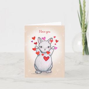 Carte Adorable Lapin Rabbit Hug personnalisable Texte Am