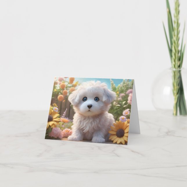 Carte Adorable mignonne Fluffy Puppy Blank Salutation (Devant)
