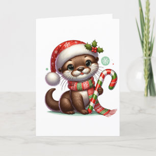 Carte adorable Mignonne Otter Noël