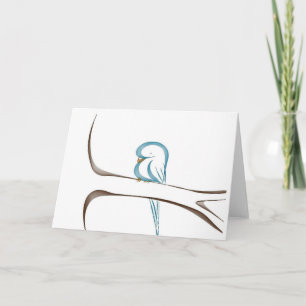 Carte Adorable oiseau bleu assis sur une branche
