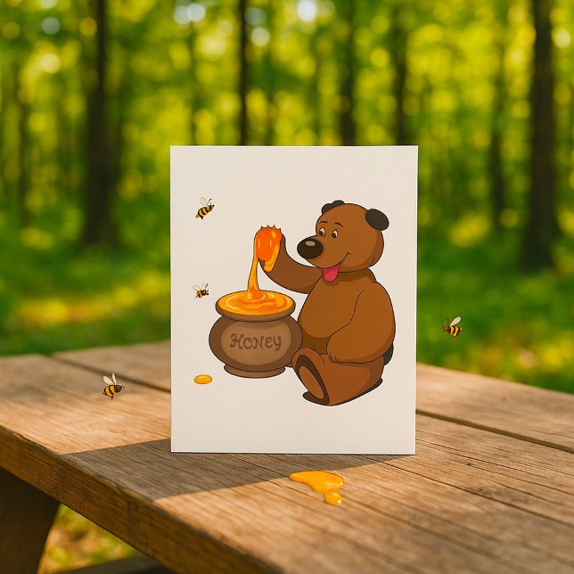 Carte Adorable Ours d'amour du miel avec Pot de miel (Créateur téléchargé)