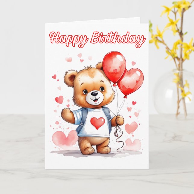 Carte Adorable Ours En Conflit Joyeux Anniversaire (Fleur jaune)