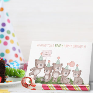 Carte Adorable Party Bears Birthday Card