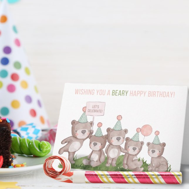 Carte Adorable Party Bears Birthday Card (Créateur téléchargé)