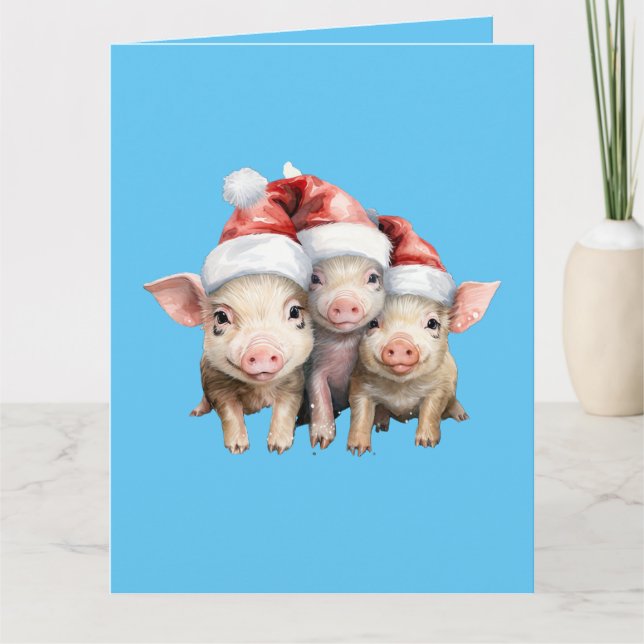 Carte Adorable Petit Petit Piggie Noël Salutation (Devant)
