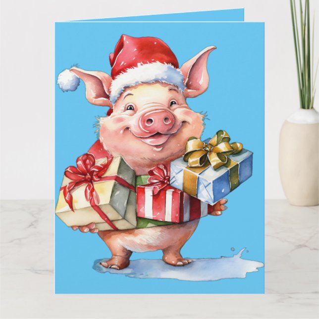 Carte Adorable Petit Petit Piggie Noël Salutation (Devant)