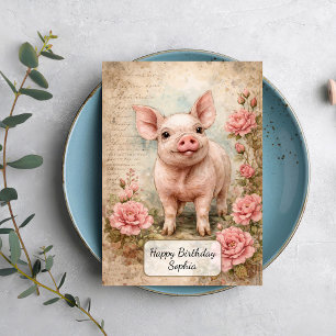 Carte Adorable Porcelet Vintage