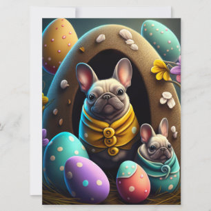 Carte Adorable Pug avec des œufs de Pâques Un thème fest