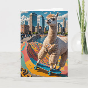 Carte Adorable Skateboard Alpaca Toutes les occasions Sa