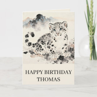 Carte Adorable Snow Leopard Birthday