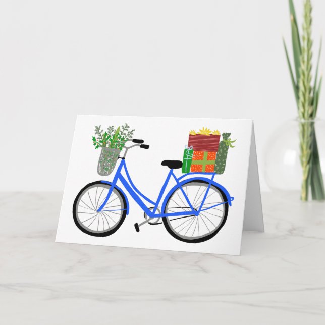 Carte Adorable Vélos de Noël Vacances cadeaux de Noël (Devant)