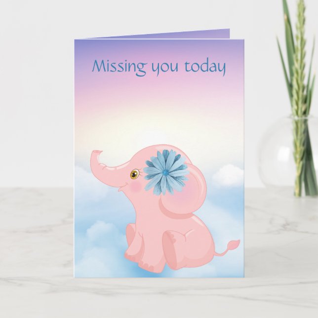 Carte Adorables Cartoon personnalisé Baby Pink Elephant  (Devant)