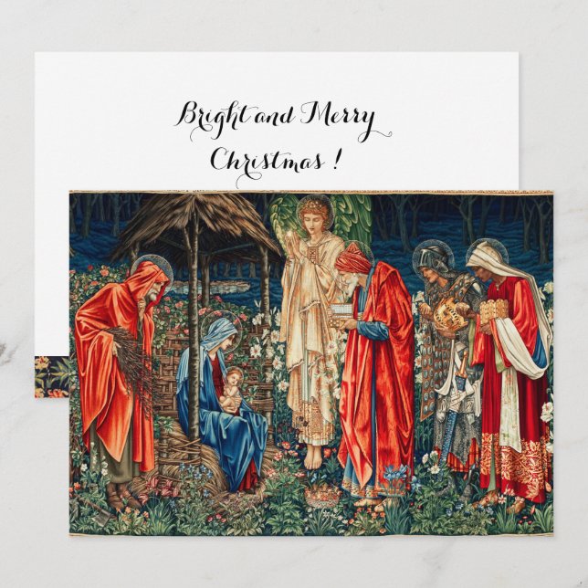 Carte ADORATION DE MAGI Morris, Noël de Burne-Jones (Devant / Derrière)