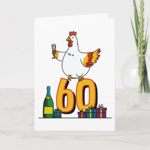 Carte Adulte au poulet Anniversaire 60e anniversaire Hen