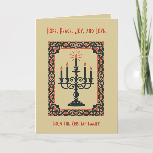 Carte Advent Candelabra Minimal Nordic Christmas (Devant)