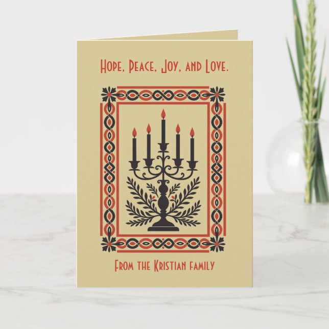 Carte Advent Candelabra Stylized Minimal Nordic Christma (Devant)