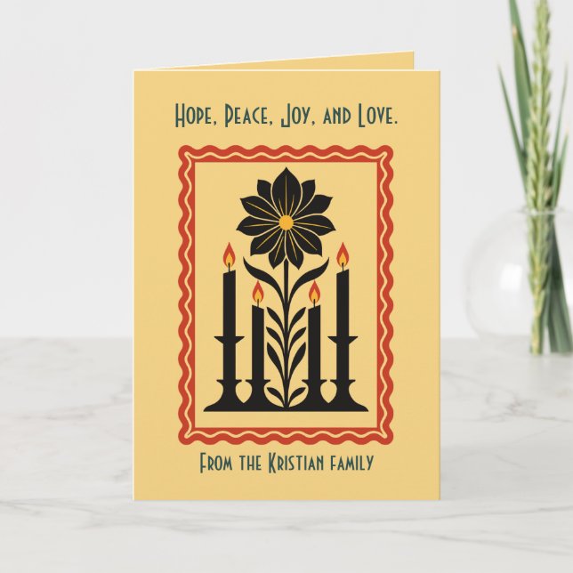 Carte Advent Hope, Peace, Joy, and Love Stylized Design  (Devant)