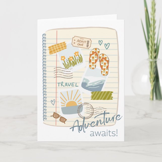 Carte Adventure Await Scrapbook Travel Design (Devant)