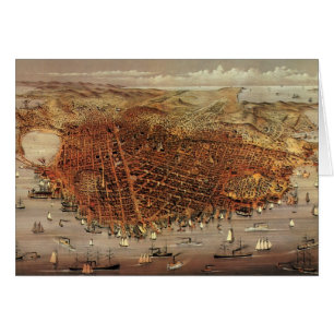 Carte aérienne antique, ville de San Francisco, Ca