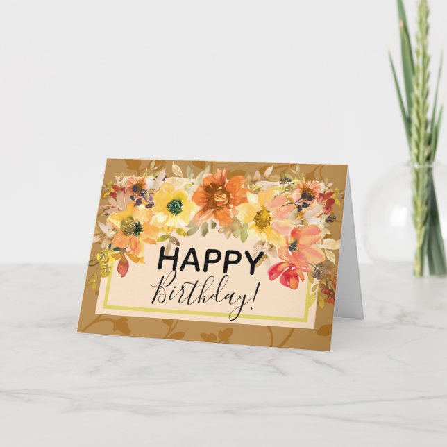 Carte Affaire Floral Happy Birthday Greeting Card (Devant)